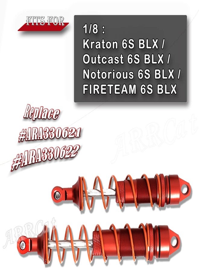 ARRCat 4PCS Alloy RC Shocks Dampers Upgrades Part for 1/8 Outcast 6S BLX Kraton Notorious 6S BLX,ARRCat 4PCS BIG BORE Front Rear Full Metal Shocks with Wrench,Replace ARA330621 ARA330622,Red - Image 2
